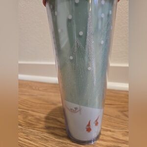 2018 Starbucks Green and Silver Holiday Tumbler with Straw -